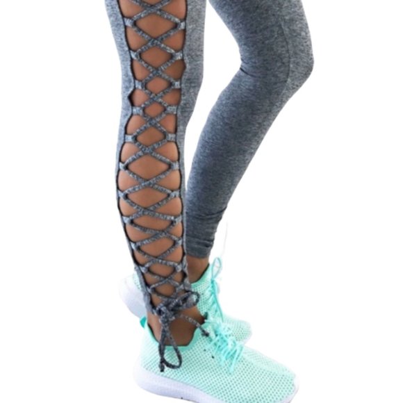 Hope's Pants - Hope’s grey cut out lace up leggings